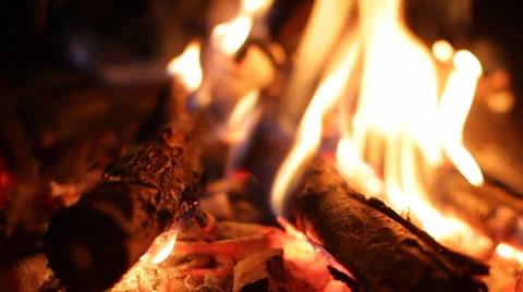 Fire Flame Campfire Fireplace HD Stock Footage 32717628