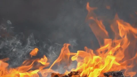 Fire flame close up with burning in Slow motion.It real fire flame Vídeo Stock 125934182