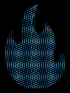 Fire Flame Composition Icon of Halftone Circles Stock Illustration