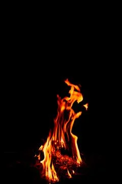 Fire Flame in dark background. Stock Photos