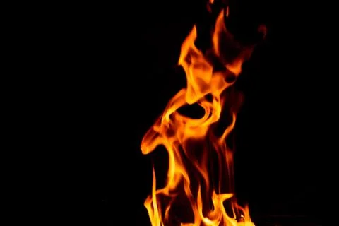 Fire flame on dark background. 스톡 사진