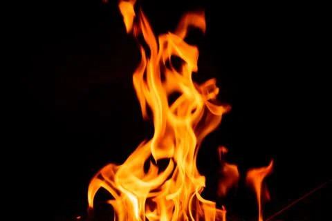 Fire flame on dark background. Stock Photos