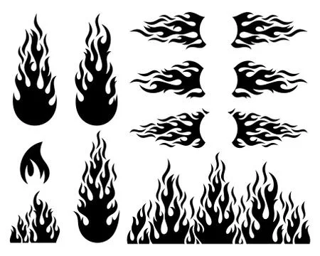 Fire flame design elements collection Stock Illustration
