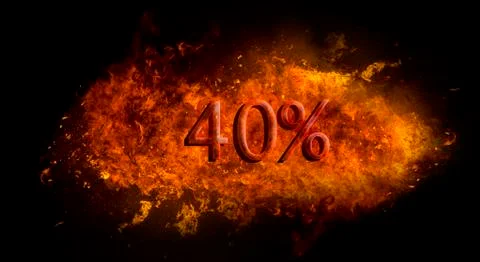 Fire flame explosion on black background Red 40 percent % on fire flame explosio Ilustração Stock
