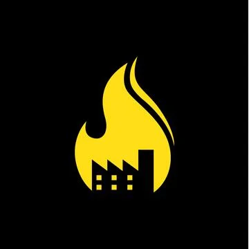 Fire flame factory flat logo design vector Stock Illustration
