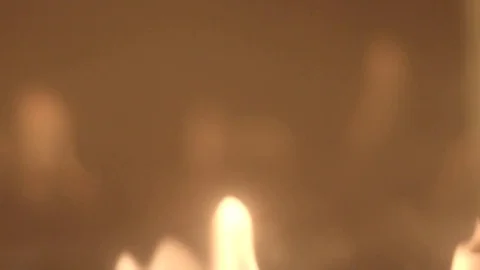 Fire flame Flames in a Modern Fireplace roaring gas burning indoor at night Stock Footage 84838293