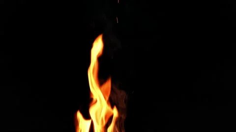 Fire flame glowing slow motion on black screen background Stock Footage 233591987