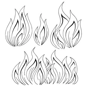 Fire flame graphic black white isolated sketch illustration vector Stock Illustration