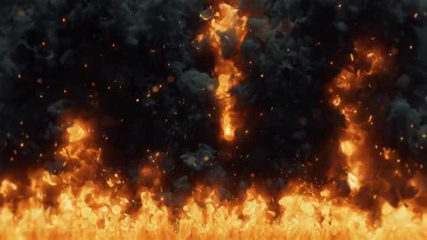 Fire flame on the ground, abstract texture background, fire and smoke Video stock 318545900