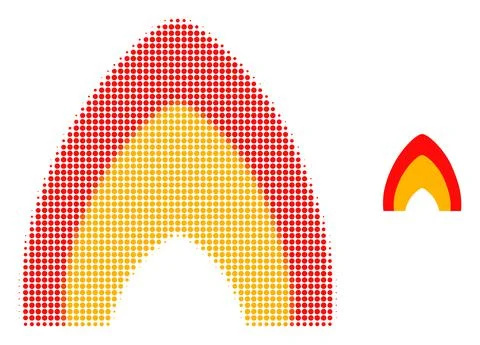 Fire Flame Halftone Dotted Icon Illustrazione stock
