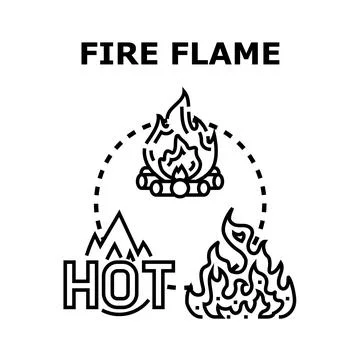 Fire flame hot ignition burning campfire concept Stock Illustration