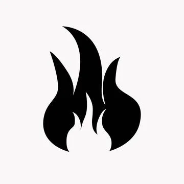 Fire flame icon. Black icon isolated on white background. Fire flame silhouet Stock Illustration
