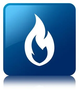 Fire flame icon blue square button Stock Illustration