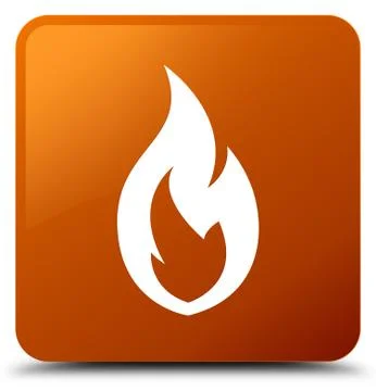 Fire flame icon brown square button Stock Illustration