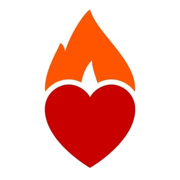 Fire flame icon, hot heart symbol, for logo and brand Stock Illustration