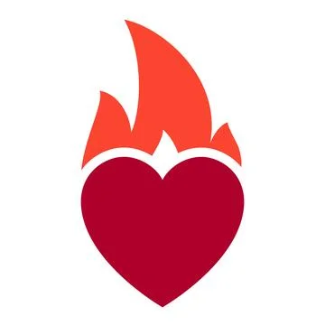 Fire flame icon, hot heart symbol, for logo and brand Stock Illustration