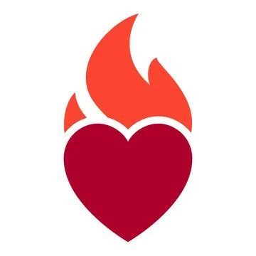 Fire flame icon, hot heart symbol, for logo and brand Stock Illustration