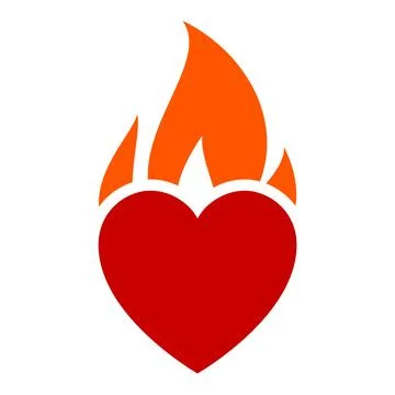 Fire flame icon, hot heart symbol, for logo and brand Stock Illustration