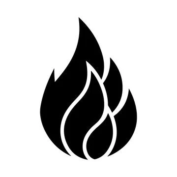 Fire Flame Icon Minimalist Flame Silhouette Clipart Heat Energy Logo Printa.. Stock Illustration