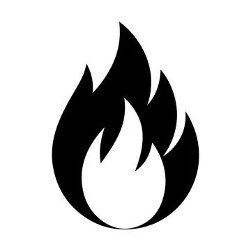 Fire Flame Icon Minimalist Flame Silhouette Clipart Heat Energy Logo Printa.. Stock Illustration