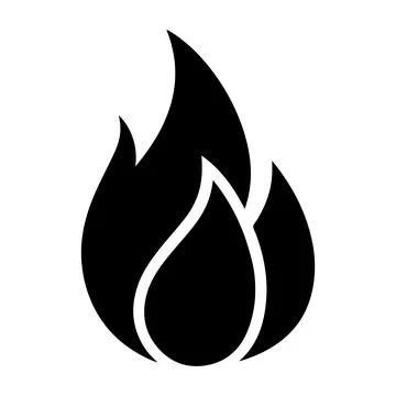 Fire Flame Icon Minimalist Flame Silhouette Clipart Heat Energy Logo Printa.. Stock Illustration