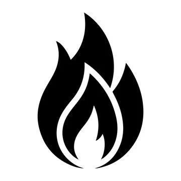 Fire Flame Icon Minimalist Flame Silhouette Clipart Heat Energy Logo Printa.. Stock Illustration