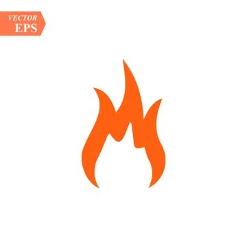 Fire flame icon. Orange icon isolated on white background. Fire flame silhoue Stock Illustration