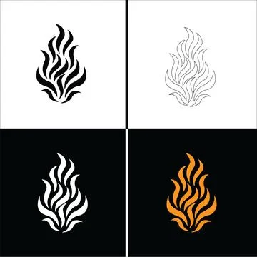 Fire flame icon set. 스톡 일러스트