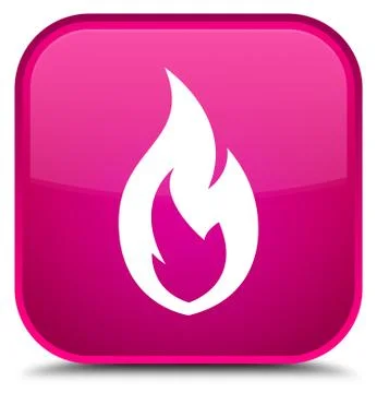 Fire flame icon special pink square button Stock Illustration
