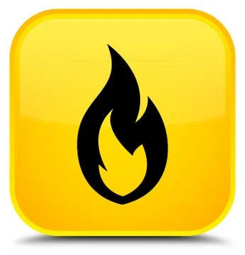 Fire flame icon special yellow square button Stock Illustration