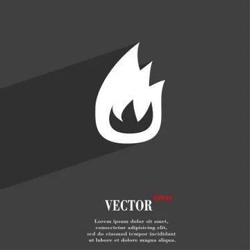 Fire flame  icon symbol Flat modern web design with long shadow and space for Illustrazione stock