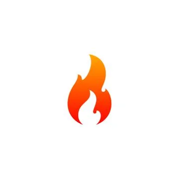 Fire flame icon vector template. Hot red orange fire flame for caution hot or Stock Illustration