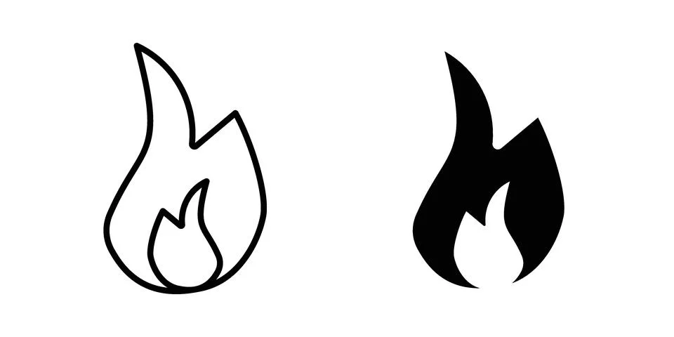 Fire flame icon vectors. Illustrations in black Stock Illustration