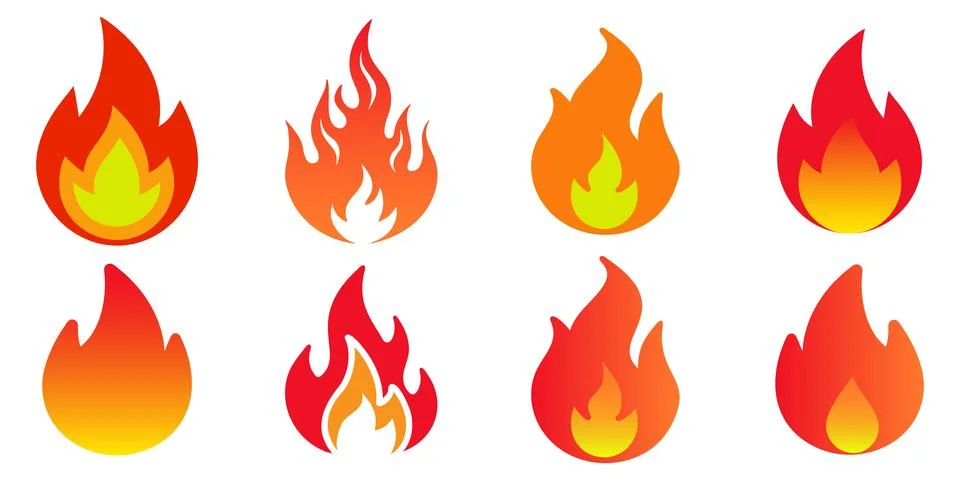 Fire flame icons set vector illustration Stock Illustration