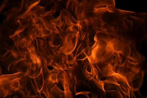 Fire flame isolate on black background. Burn flames, abstract texture. Art Stock Photos