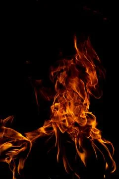 Fire flame isolate on black background. Burn flames, abstract texture. Art Stock Photos