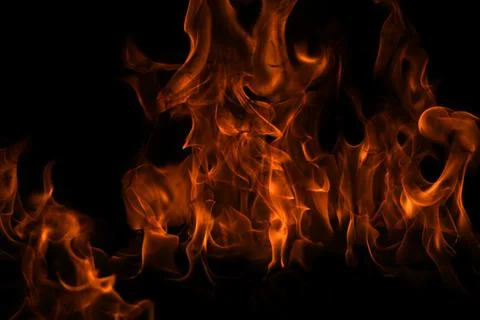 Fire flame isolate on black background. Burn flames, abstract texture. Art Stock Photos