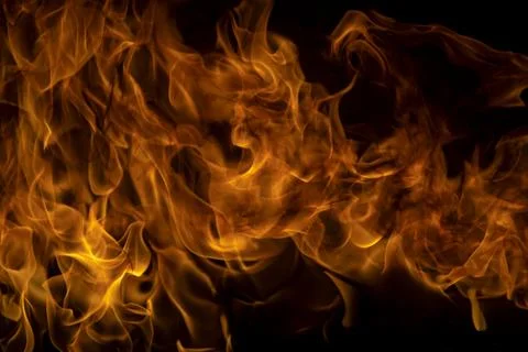 Fire flame isolate on black background. Burn flames, abstract texture. Art Stock Photos