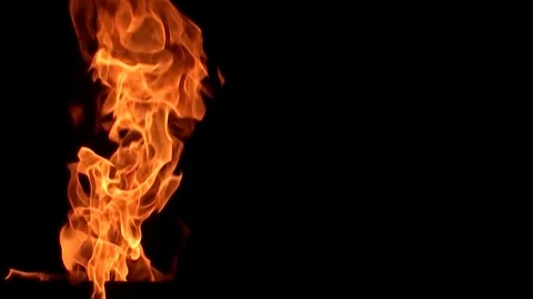 Fire flame isolated on black background.  8х slow motion Stock Footage 92916168