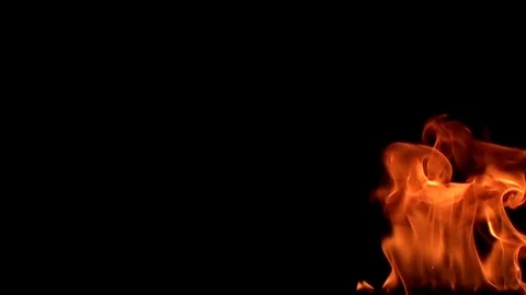 Fire flame isolated on black background.  8х slow motion Stock Footage 92916241