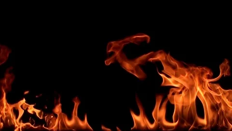 Fire flame isolated on black background.  8х slow motion Stock Footage 92916266