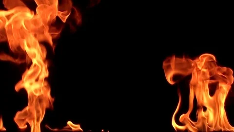 Fire flame isolated on black background. 8х slow motion Stock Footage 92938205