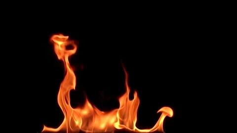 Fire flame isolated on black background. 8х slow motion Stock Footage 92938219