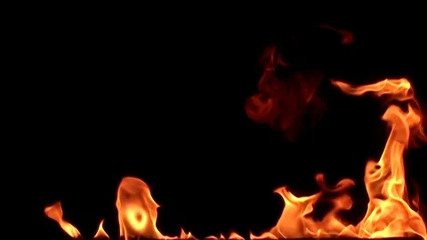 Fire flame isolated on black background. 8х slow motion Stock Footage 92938254