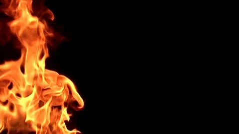 Fire flame isolated on black background. 8х slow motion Stock Footage 92938262