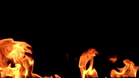 Fire flame isolated on black background. 8х slow motion Stock Footage 92938266
