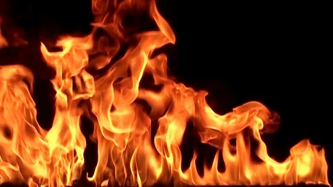 Fire flame isolated on black background. 8х slow motion Stock Footage 92938310