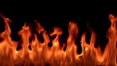 Fire flame isolated on black background. 8х slow motion Stock Footage 92938313