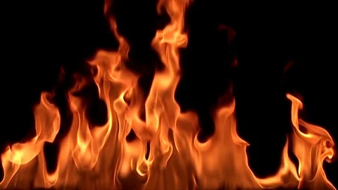 Fire flame isolated on black background. Slow motion Stock Footage 92984925