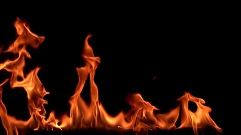 Fire flame isolated on black background. Slow motion Stock Footage 92984932